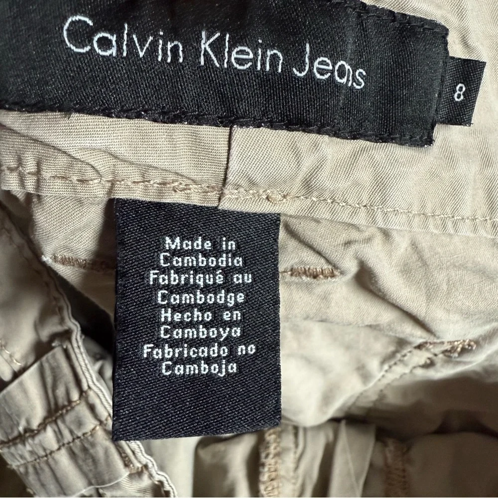 CALVIN KLEIN 8 Khaki Cargo Cotton Adjustable Capri Pants Shorts Size 8 - Picture 6 of 15